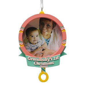 Hallmark 2021 Christmas Tree Ornament Grandbaby's First Christmas Rattle Photo